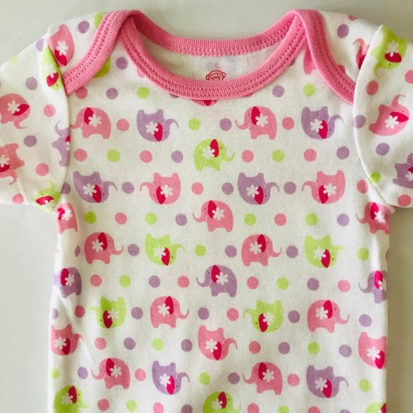 okie dokie One Pieces Baby Girl 3pk Bodysuit Set Elephant Pink